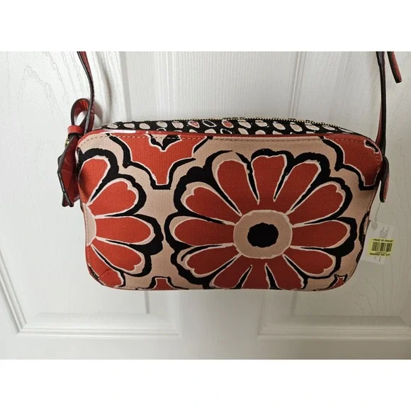 NWT Coach 25121 Poppy Floral Flower Print Scarf Crossbody w/Dust Bag, Red/Blk - Picture 2 of 13